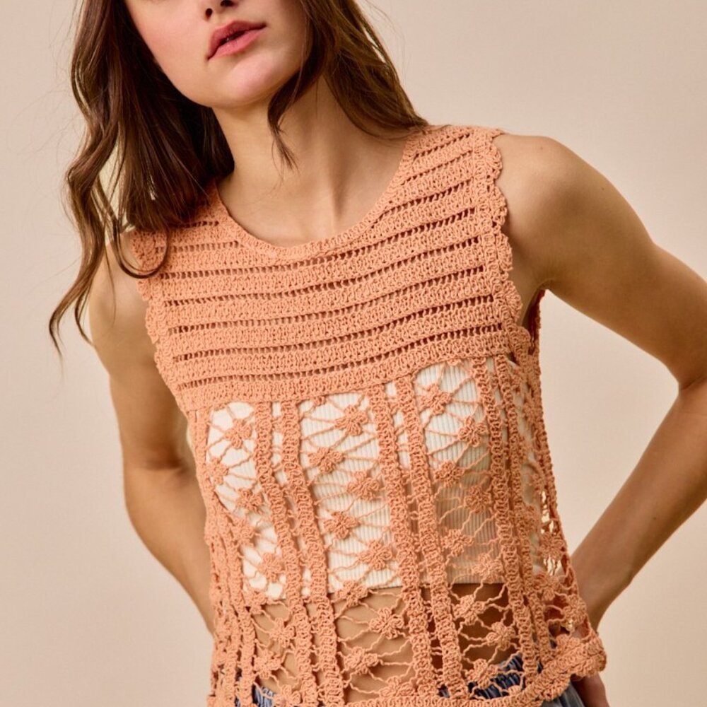 SO ME Crochet Knitted Lace Sweater‎ Tank Top - Picture 5 of 11